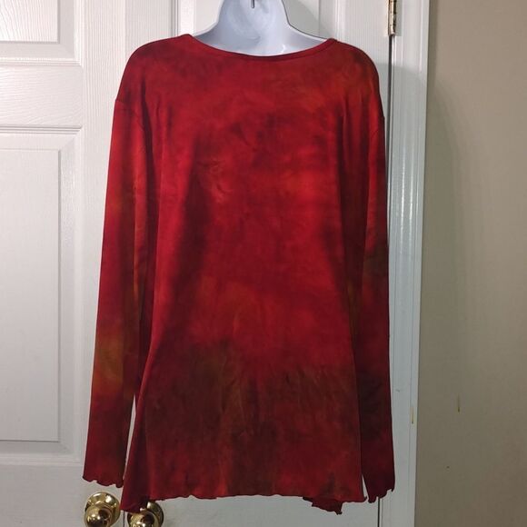 Avenue Stretch  super soft sequin red  brown tan gold  top blouse  Sz 22/24 - Picture 4 of 5